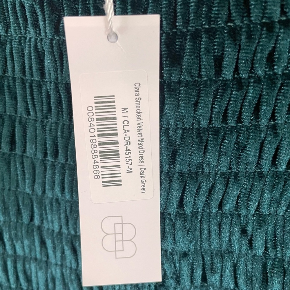 Baltic Born Clara Smocked Velvet Maxi Dress Green NWT - Picture 11 of 16